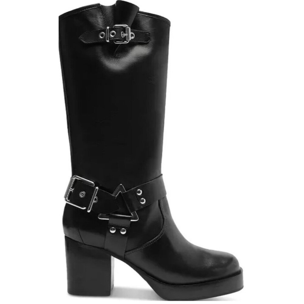 Schutz Kiara Moto Boots Black 8.5 New In Box